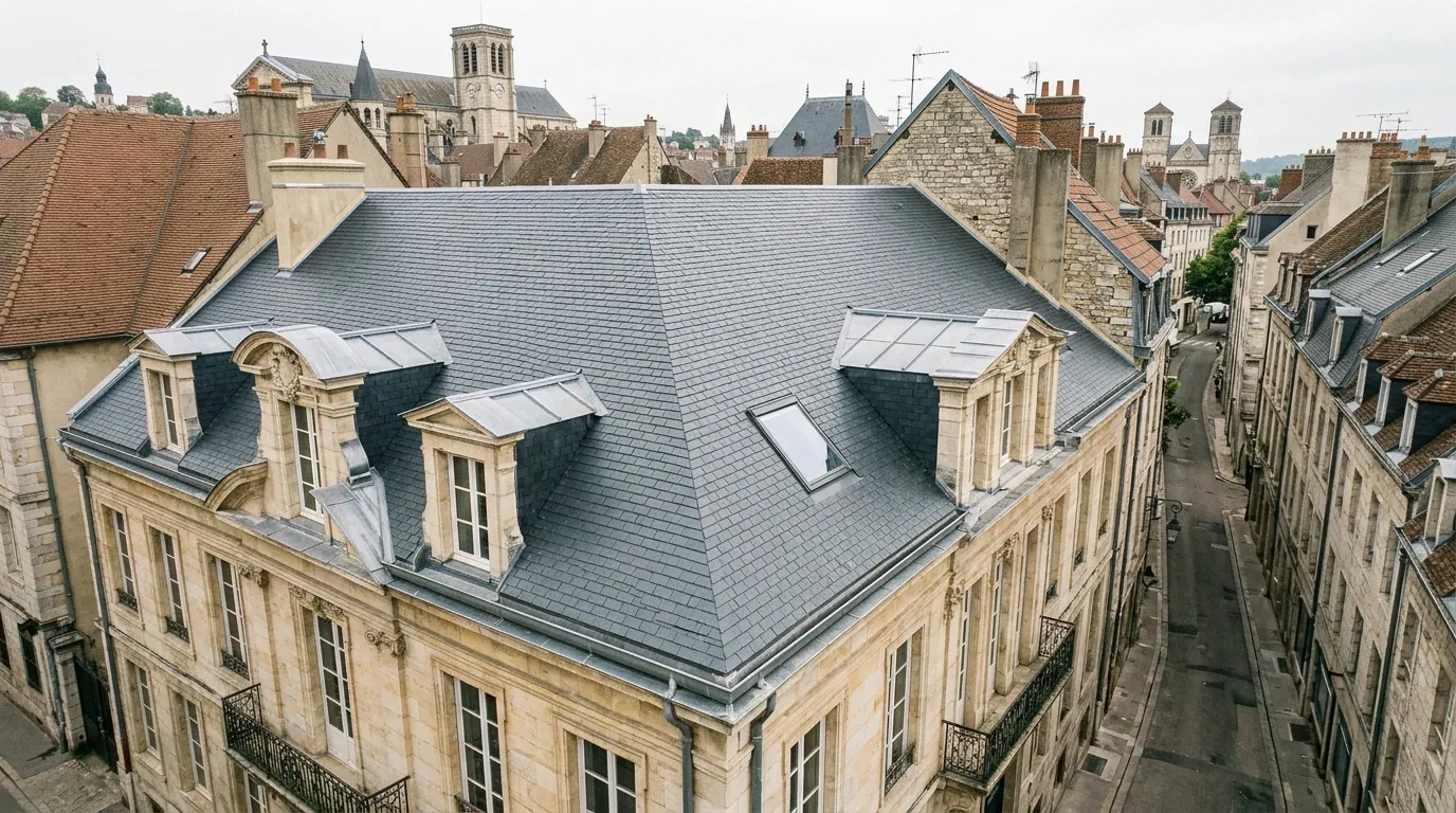 Toiture ardoise et lucarnes zinc